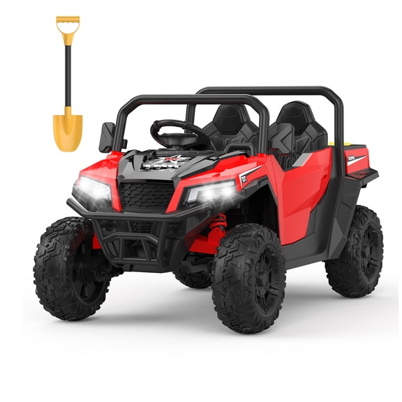 24V 4WD Electric Ride On Dump Truck with Remote Control | 2-Seater Kids Ride On Car | Music Player & LED Lights | Birthday Gift for Ages 3+