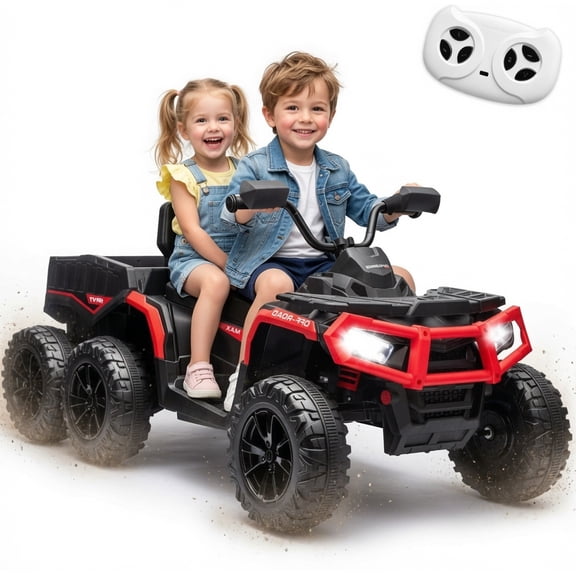 24V 4x200W Motors Kids ATV 4 Wheeler Ride on Car, NEORIVER 2 Seater Power-Wheels with EVA Tires, Music Function, 19" Leather Seat, Rear Storage Basket, LED Lights – Ride on Toys for Kids