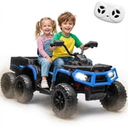 24V 4x200W Motors Kids ATV 4 Wheeler Ride on Car, NEORIVER 2 Seater Power-Wheels with EVA Tires, Music Function, 19 Leather Seat, Rear Storage Basket, LED Lights   Ride on Toys for Kids