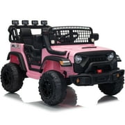 Funride 24 Volt Ride on Truck 2 Seater, 4WD Power Truck Wheels, Toy Gift with Remote, 800W Moter, Bluetooth Music, Spring Suspension, Pink