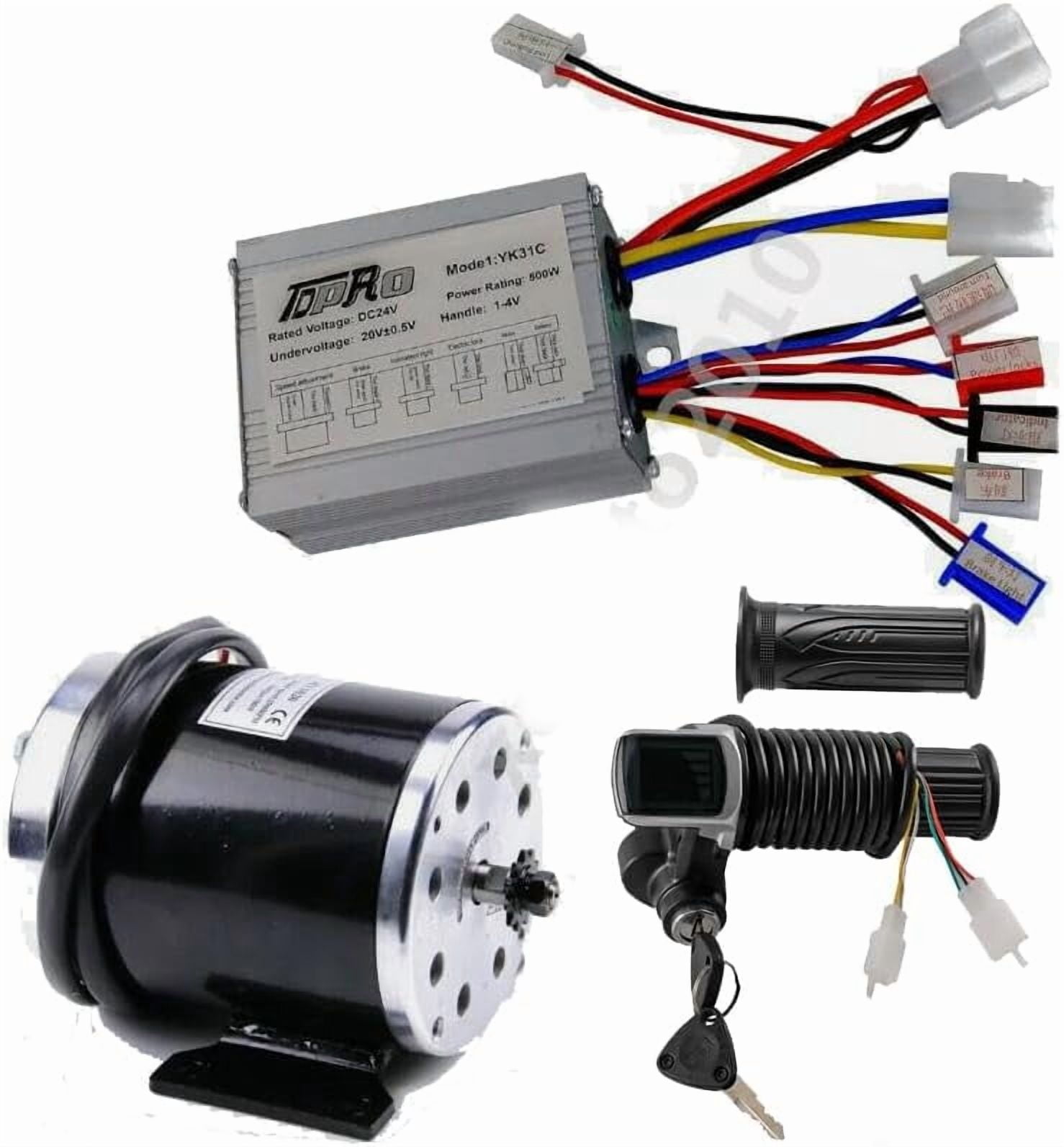 24V 500W Electric Motor Kit for Scooters, Mini Bikes, Quads, and Go-Karts - Includes Motor, Controller, and Throttle Grip