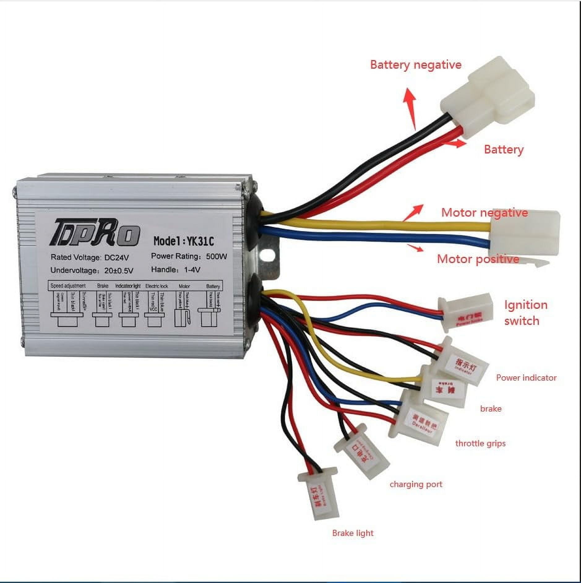 24V 500W Electric Motor Kit for Scooters, Mini Bikes, Quads, and Go-Karts - Includes Motor, Controller, and Throttle Grip