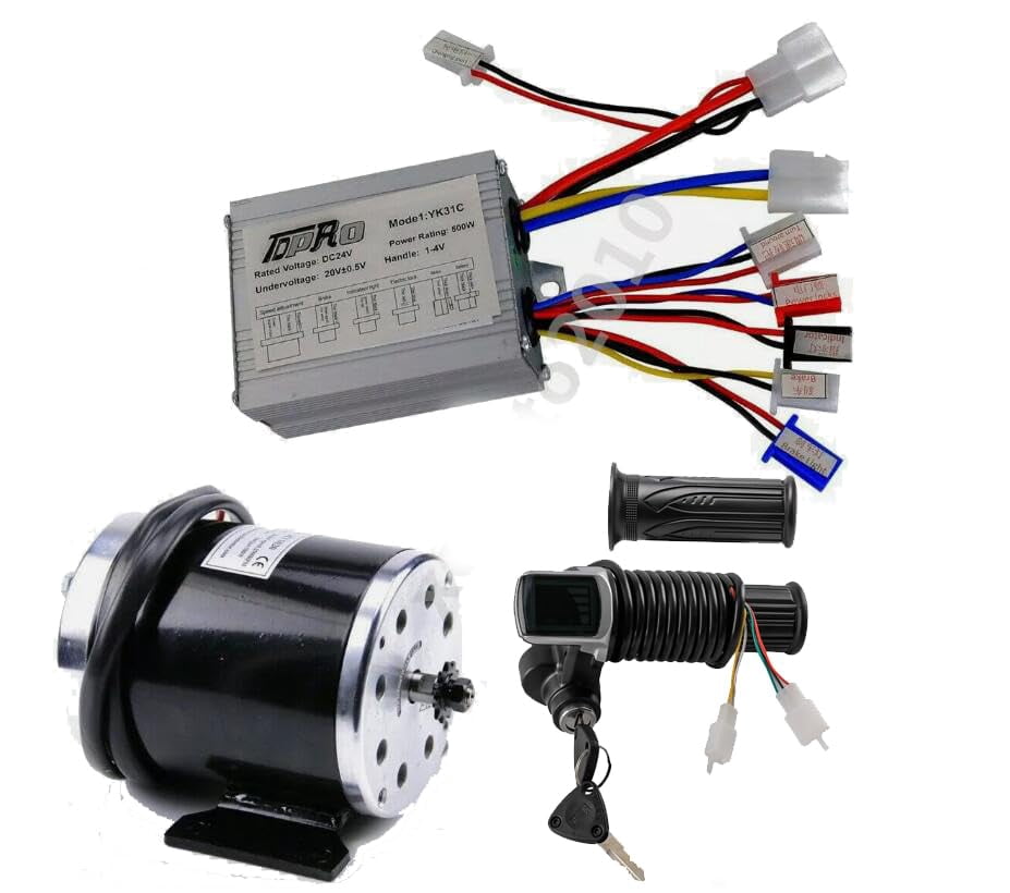24V 500W Electric Motor Kit for Scooters, Mini Bikes, Quads, and Go-Karts - includes Motor, Controller, and Throttle Grip