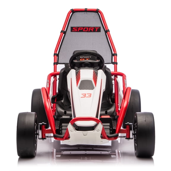 Xuanlur 24V 8.5 MPH Electric Go Kart for Kids, 400W Powerful Drift Kart Ride on Toy w/Front EVA Wheel & Metal Frame, Music & Lights, Suspension, 2 Speed, 5 Point Harness, Red