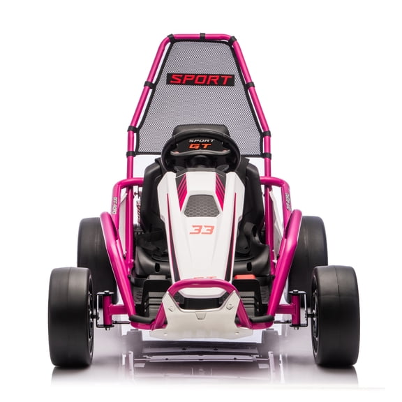 Xuanlur 24V 8.5 MPH Electric Go Kart for Kids, 400W Powerful Drift Kart Ride on Toy w/Front EVA Wheel & Metal Frame, Music & Lights, Suspension, 2 Speed, 5 Point Harness, Pink