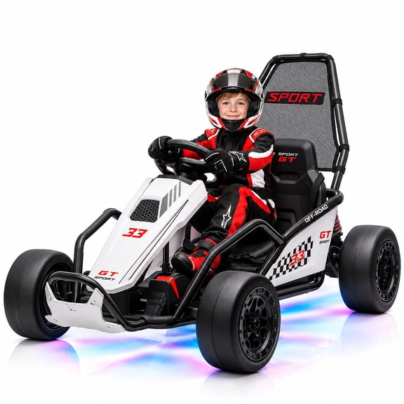 Xuanlur 24V Electric Go Kart for Kids Age 6-12, Drift Kart w/400W Motors, 8.5 MPH, Front EVA Wheel & Metal Frame, Ride on Toys w/Music & Lights, 360° Drift Mode, 5 Point Harness, Black