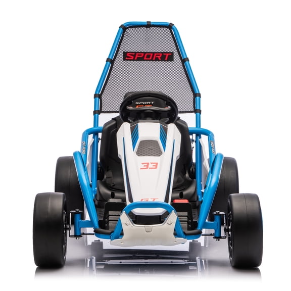 Xuanlur 24V 8.5 MPH Electric Go Kart for Kids, 400W Powerful Drift Kart Ride on Toy w/Front EVA Wheel & Metal Frame, Music & Lights, Suspension, 2 Speed, 5 Point Harness, Blue
