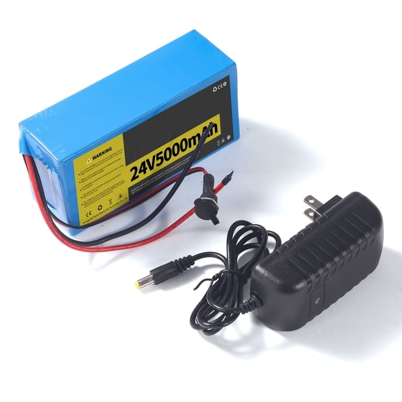 24V 5Ah Battery Pack for DIY Projects, 24V Rechargeable Lithium Battery with 29.4V 1A Charger, Bare Wire Output, Blue