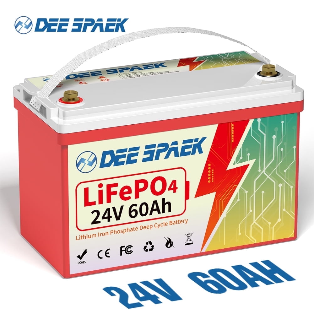 24V 60Ah LiFePO4 Battery, Deep Cycles 60A BMS DEESPAEK Lithum Batteries for Solar,RV,Trolling Motor,Camper,Boat,10 Years Warranty