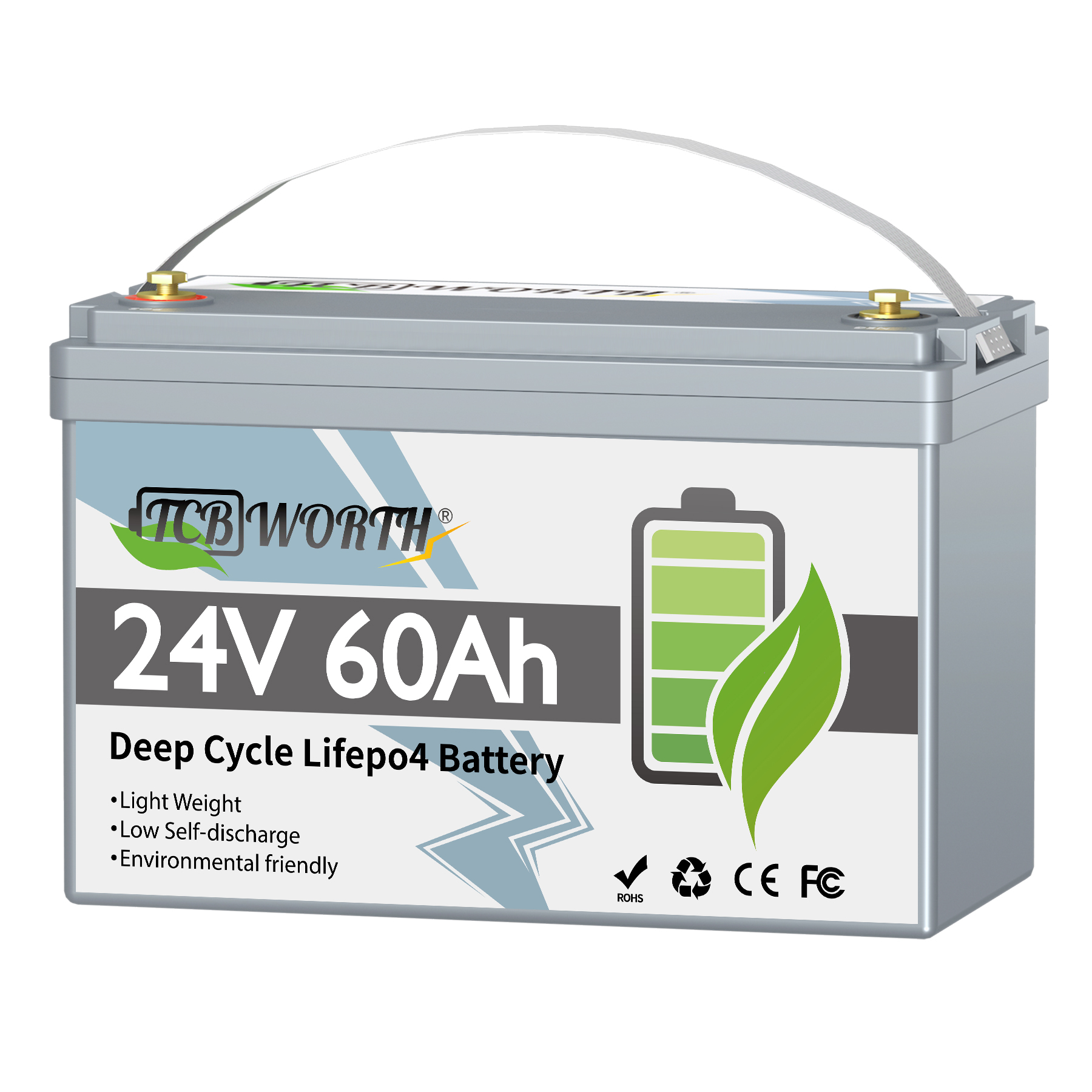 24V 60Ah LiFePO4 Battery,Group 31 10000+ Deep Cycle TCBWORTH Lithium