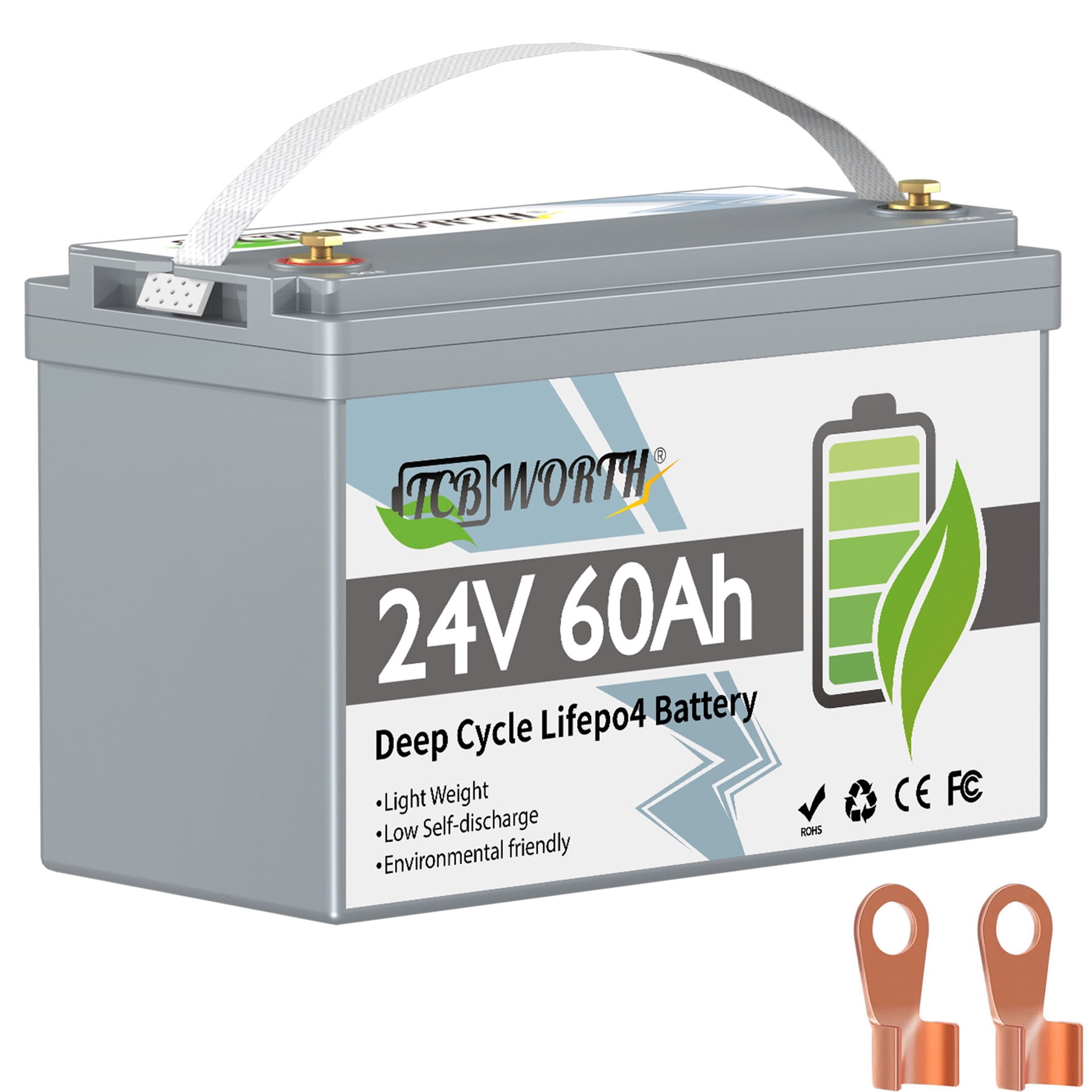 24V 60AH LiFePO4 Battery,TCBWORTH Lithium Batteries for RV,Solar,Marine,Trolling Motor,Home Energy Storage,off-Grid,Fishing Finder,Group 31 Battery,15000+ Deep Cycles