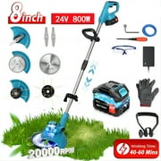 24V 800W Electric Grass Trimmer Cordless With Brushless Electric Machine, Battery Weed Eater, Electric Weed Wacker, Lawn Mower Cordless Pruning Cutter Weed Wacker Garden Trimming Tool