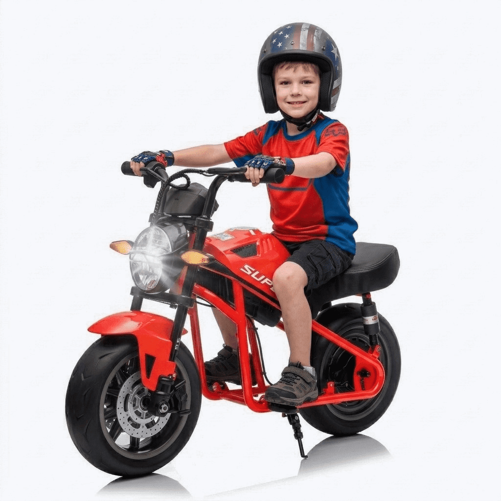 24V 9AH Electric Dirt Bike, 12 MPH & 110lb Max, 350W Ride On Toy for Big Kids w/14in EVA Wheels & Metal Frame, Twist Grip Throttle, Dual Suspension, Music, Light, Kids Motorcycle for Kids 6+, Red
