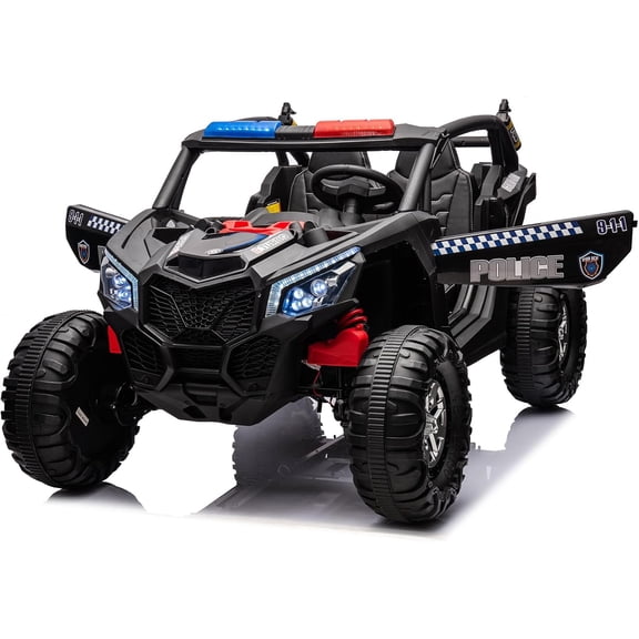 24V Battery Powered 2-Seater UTV Ride On Car with Remote Control 4WD Full-Metal Suspension 6 MPH MP3 and Lights Black