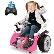 24V Bumper Cars for Big Kids, 2*100W Electric Ride on Toys with Remote, 360° Spin, EVA Wheels,, Pink