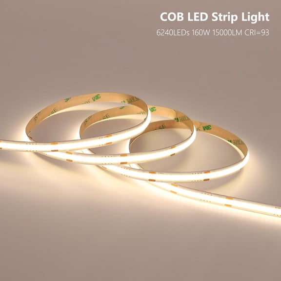 24V COB LED Strip Light 65.6ft (2 Rolls of 32.8ft) Kit, 4000K Natural White Cuttable 11W/M 312LEDs/M CRI 93 LED Tape Lights with Power Supply for Bedroom Kitchen Living Room Ceiling