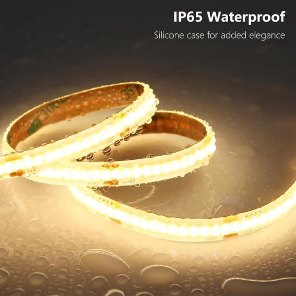 24V COB LED Strip Light Outdoor Waterproof 65.6ft (2 Rolls of 32.8ft), 3000K Warm White 11W/M 312LEDs/M CRI 93 LED Tape Light with Power Supply for Bedroom Courtyard Living Room Ceiling