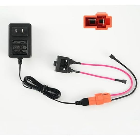 24V Charger for Ride On Toys and Battery Wire Harness 24v Battery Charger Compatible with Huffy Torex UTV 4X4, 2 Pin Red Square Plug Charger for Kid Electric Car