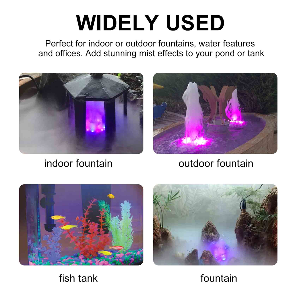 24V Color Changing Ultrasonic Mist Maker Fogger Water Fountain Pond