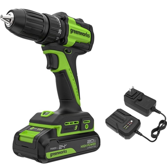 24V Cordless Brushless Drill/Driver with 2Ah Battery and Charger
