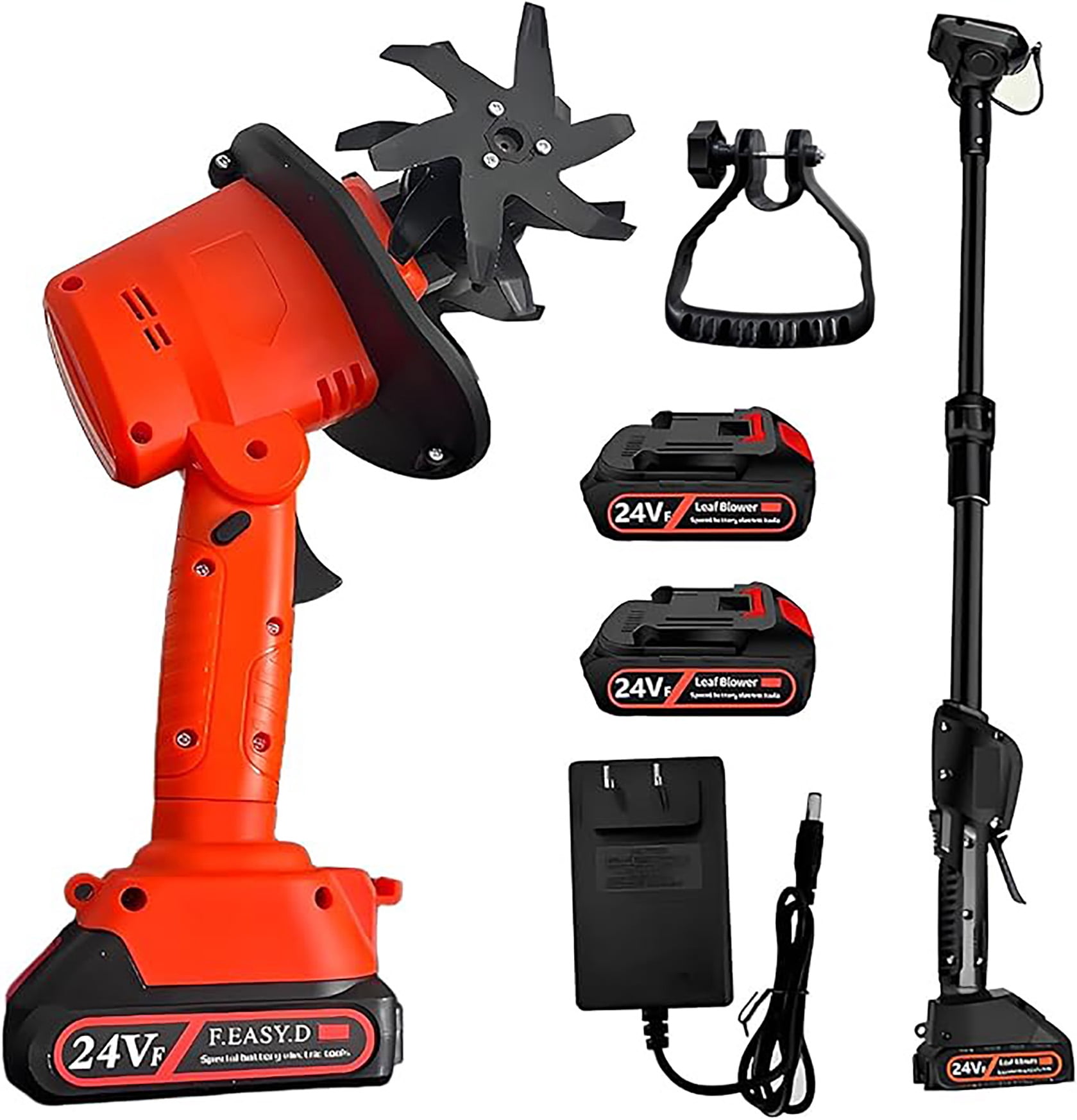 24V Cordless Electric Tiller Cultivator, Handheld Garden Rototiller with 2 Batteries, 4-Inch Tilling Width & Depth, Lightweight 2.6 lbs, for Lawn, Garden, Vegetable Plots