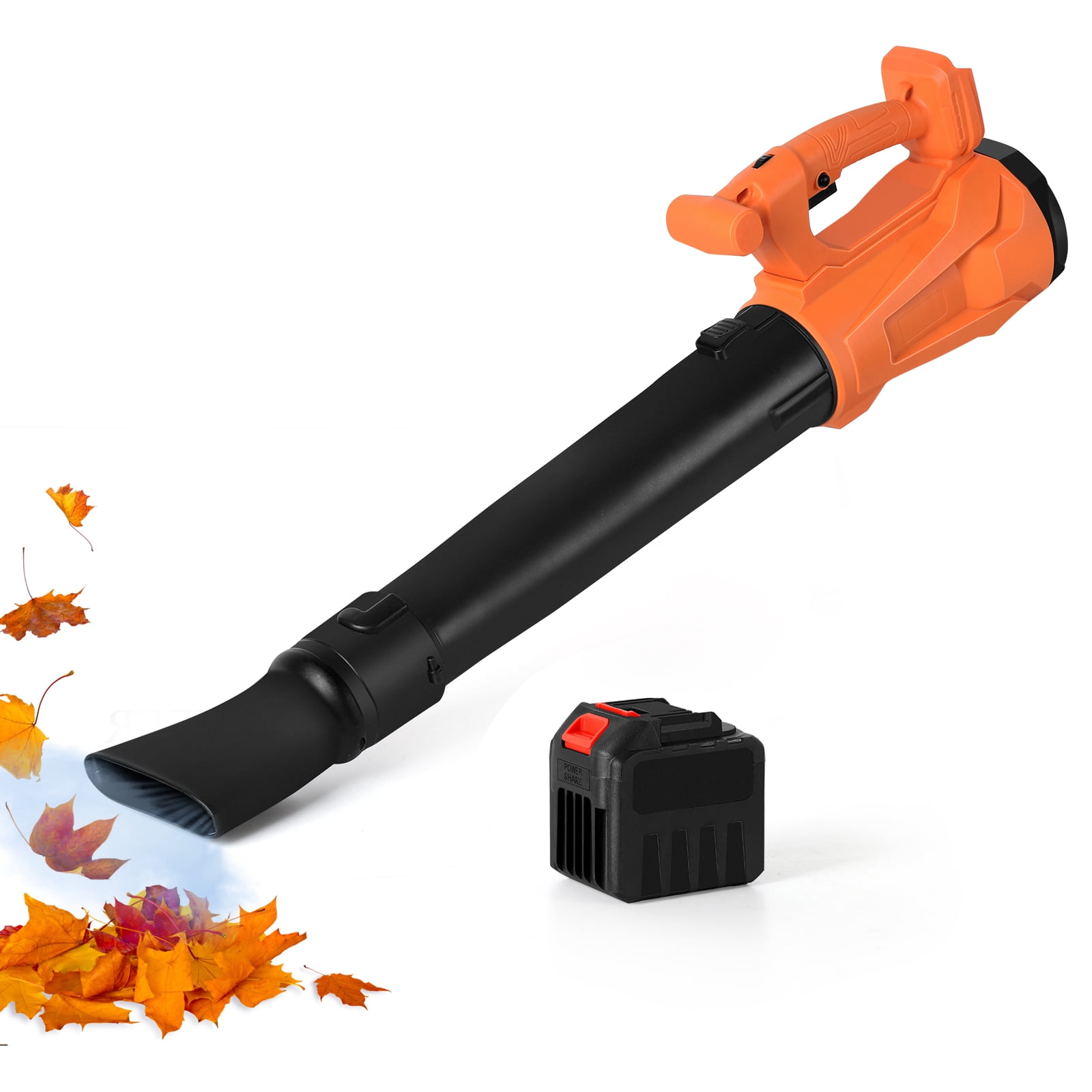 24V Cordless Leaf Blower 540 CFM 12000rpm 6 Speeds Battery Fast Charger Orange Lawn Care