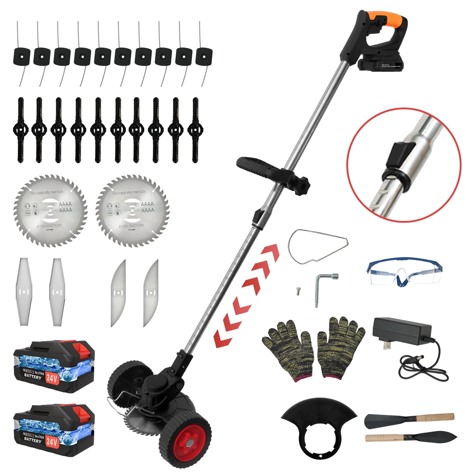 Cordless Weed Eater & Grass Trimmer - 24V Electric with 2PCS 2000mAh Batteries - Ideal for Lawn, Garden & Patio