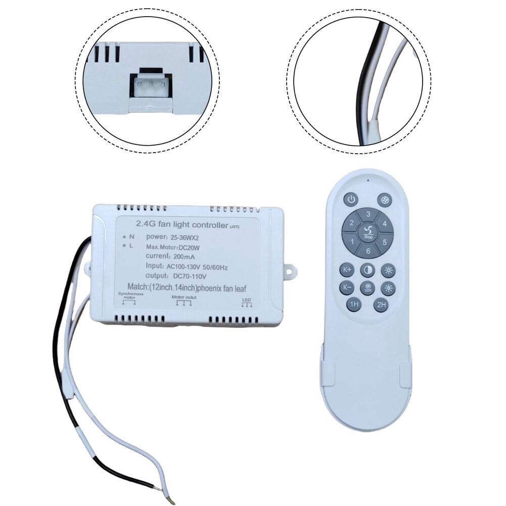 24V DC Ceiling Fan Light Remote Control Kit Stepless Dimming DC ...