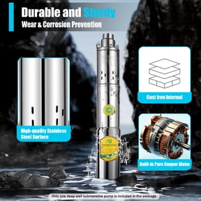 24V Deep Well Submersible Pump 370W Solar Water Pump Deep Well Solar Submersible Pump Head 65m Stainless