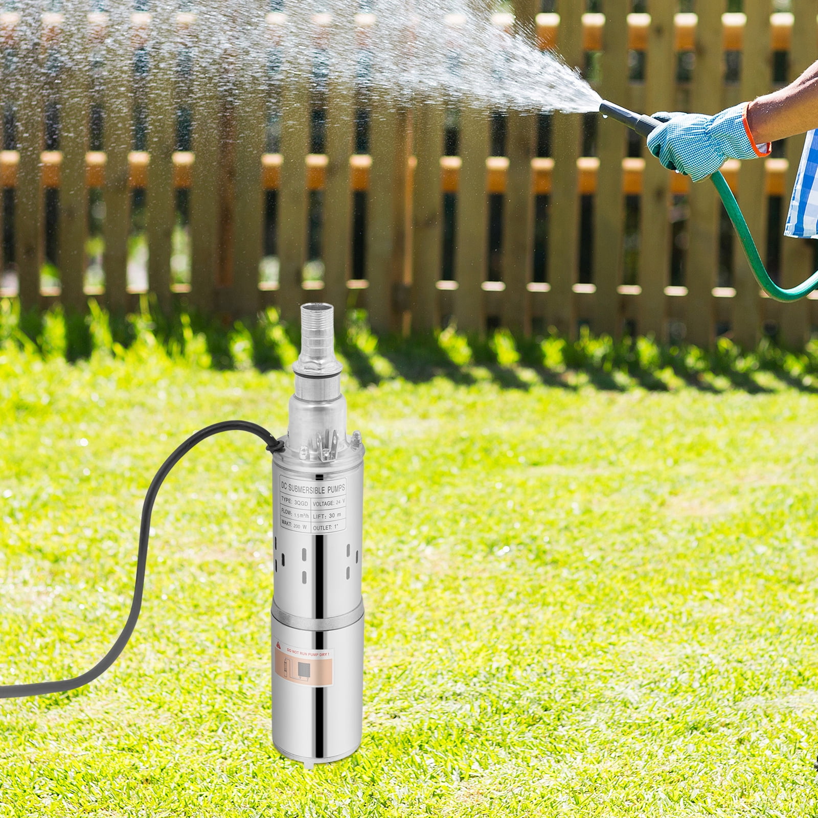 24V Deep Well Submersible Pump Solar-Powered Water Pump Stainless Steel Well Pump for Farmland Gardens