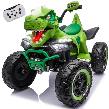 24V Dinosaur Kids Ride On Car, 2 Seater Power Ride On Toy for Kids with Remote Control, Bluetooth, USB, 4-Wheel Suspension, Dinosaur Electric Toy Car for Boys and Girls Ages 3-8