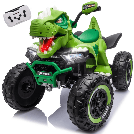 24V Dinosaur Kids Ride On Car, 2 Seater Power Ride On Toy for Kids with Remote Control, Bluetooth, USB, 4-Wheel Suspension, Dinosaur Electric Toy Car for Boys and Girls Ages 3-8
