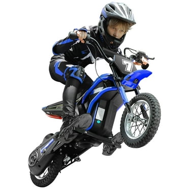 24V Dirt Bike,Neche MX350 Electric Powered Motorcycle,Ride on Dirt Rocket with Shock Absorption Suspension for Kids Age 13+,Blue