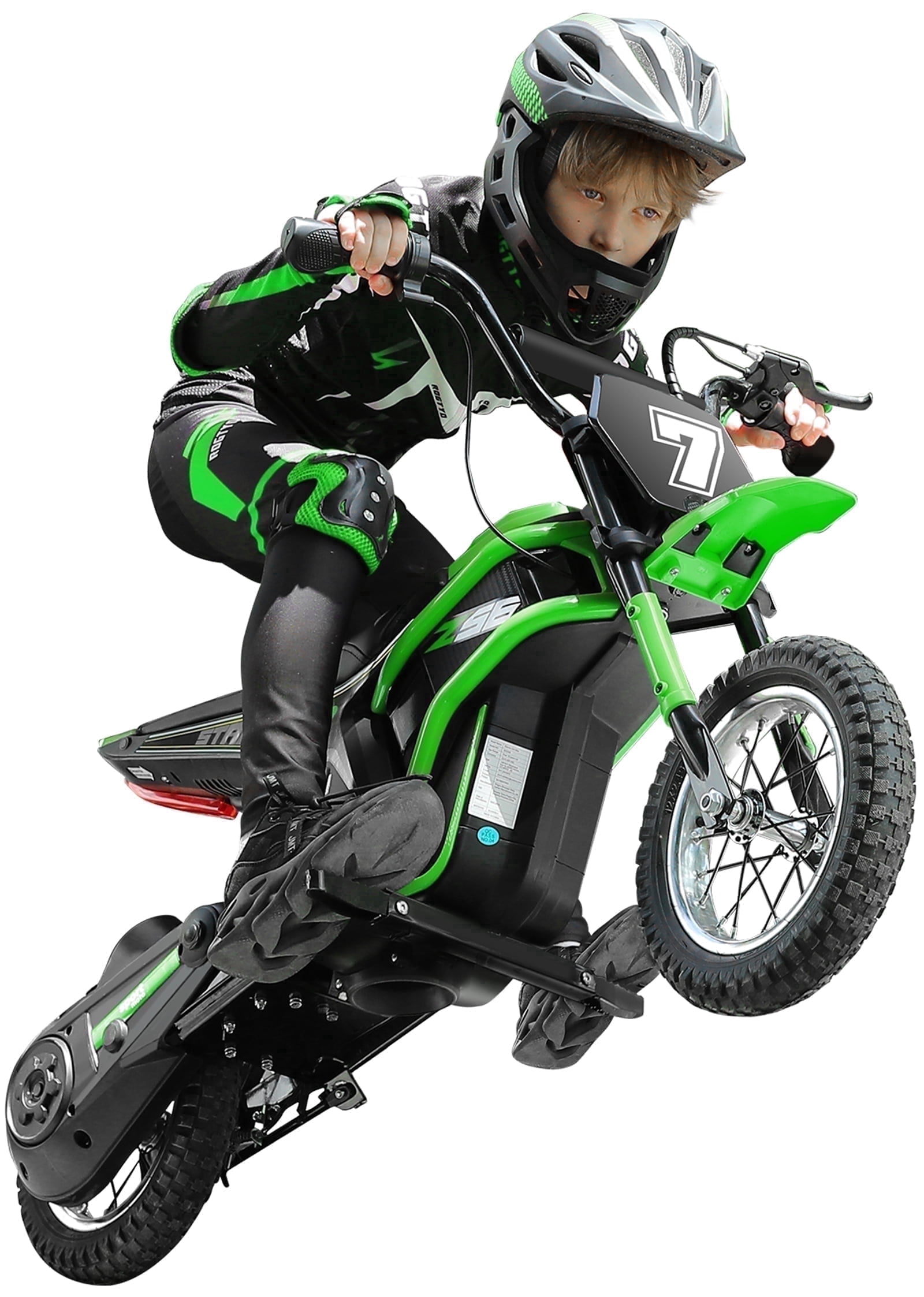 24V Dirt Bike,Neche 250W Electric Powered Motorcycle,Ride on Dirt Rocket with Shock Absorption Suspension for Kids Age 13+,Green