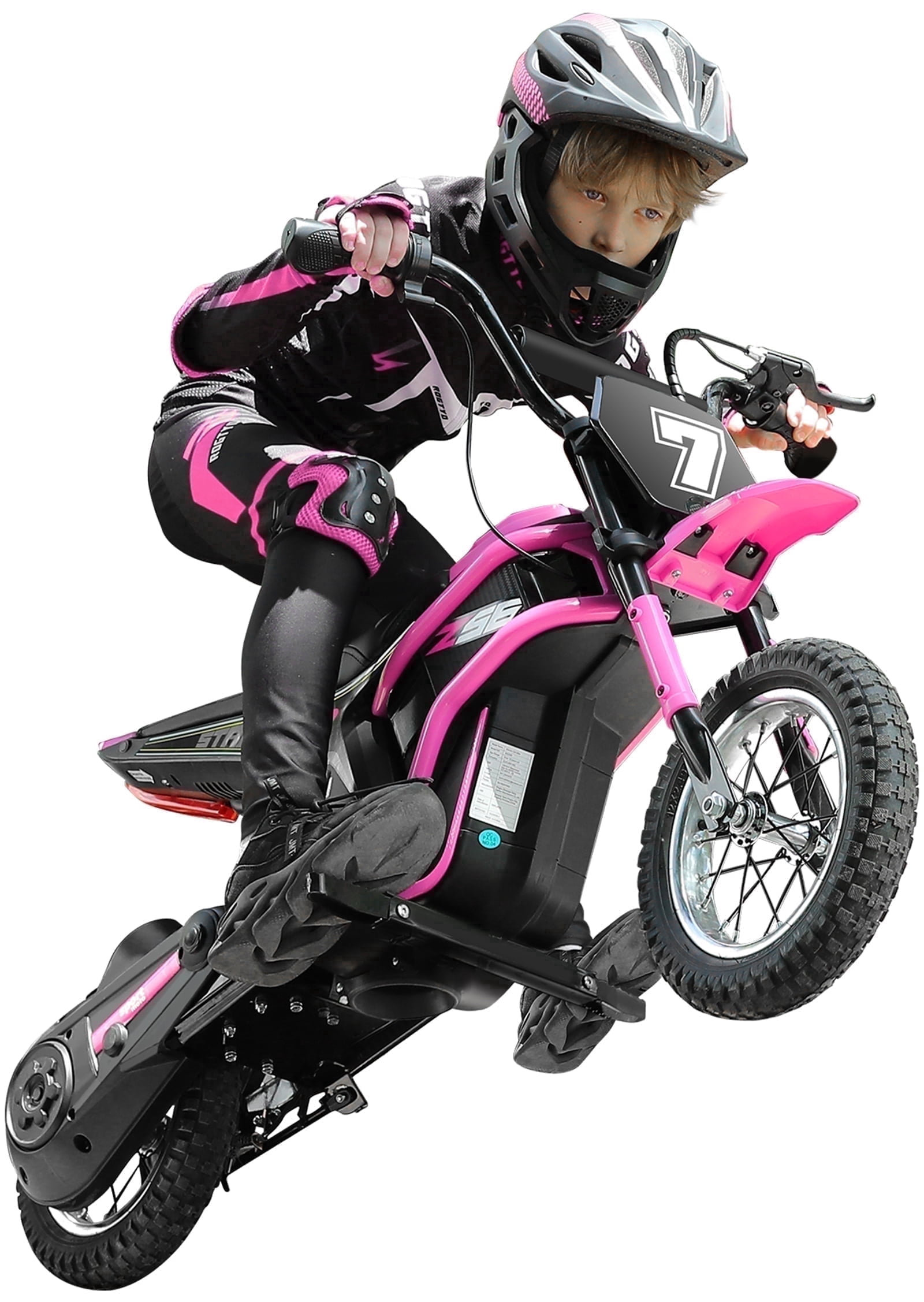 24V Dirt Bike,Neche 250W Electric Powered Motorcycle,Ride on Dirt Rocket with Shock Absorption Suspension for Kids Age 13+,Pink