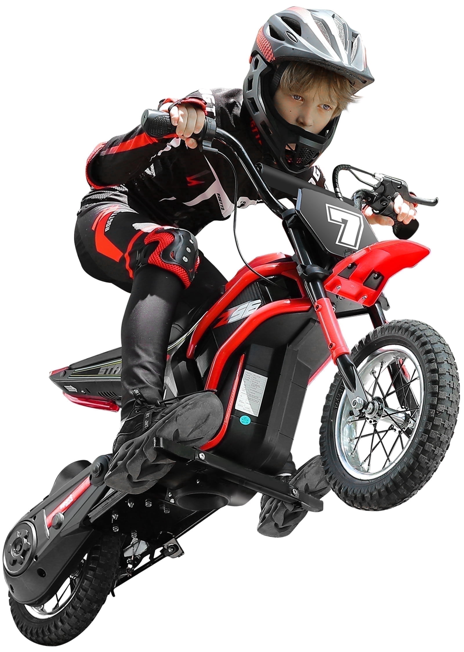 24V Dirt Bike,Neche 250W Electric Powered Motorcycle,Ride on Dirt Rocket with Shock Absorption Suspension for Kids Age 13+,Red