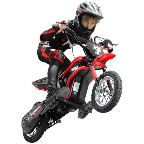 24V Dirt Bike,Neche 250W Electric Powered Motorcycle,Ride on Dirt Rocket with Shock Absorption Suspension for Kids Age 13+,Red