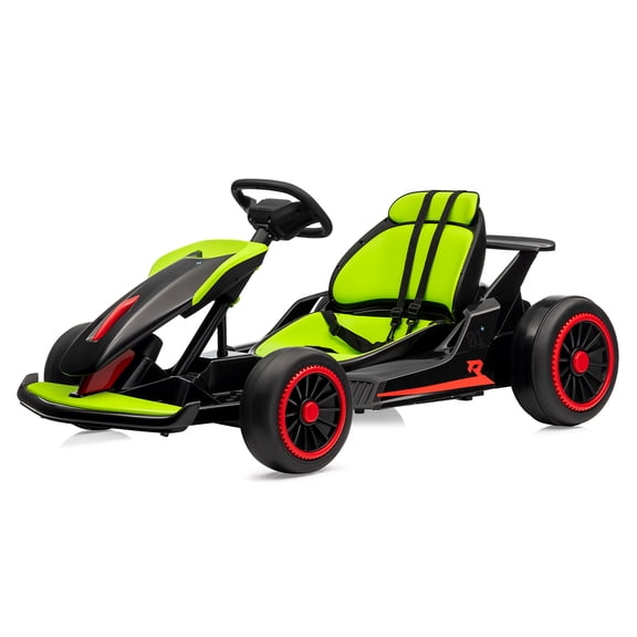 24V Drift Go Kart, 8.1 Mph High Speed Electric Racing Car with Dual 150W Motors, Outdoor Battery Powered Ride On Vehicle, Black