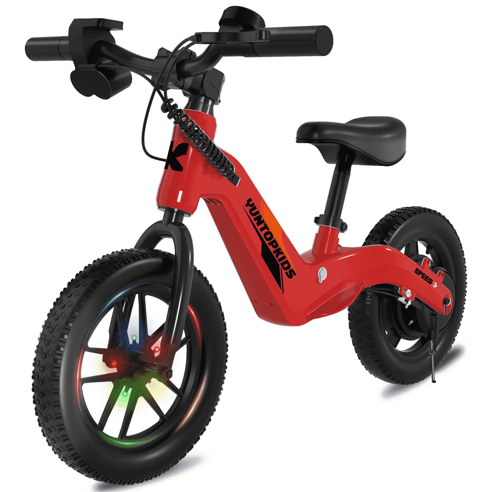 QUIKRA Electric Balance Bike for Kids, 12-Inch Tires, 5.6/9 mph, Adjustable Seat, up to 4.9 Miles, 3 Speed Settings,Electric Bike for Kids Ages 3–5,Red