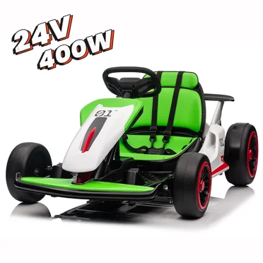 24V Electric Car Go Kart for Kids, 400W Battery Powered Ride on Toy Car, Gift for Boys Girls Age 6+, Green