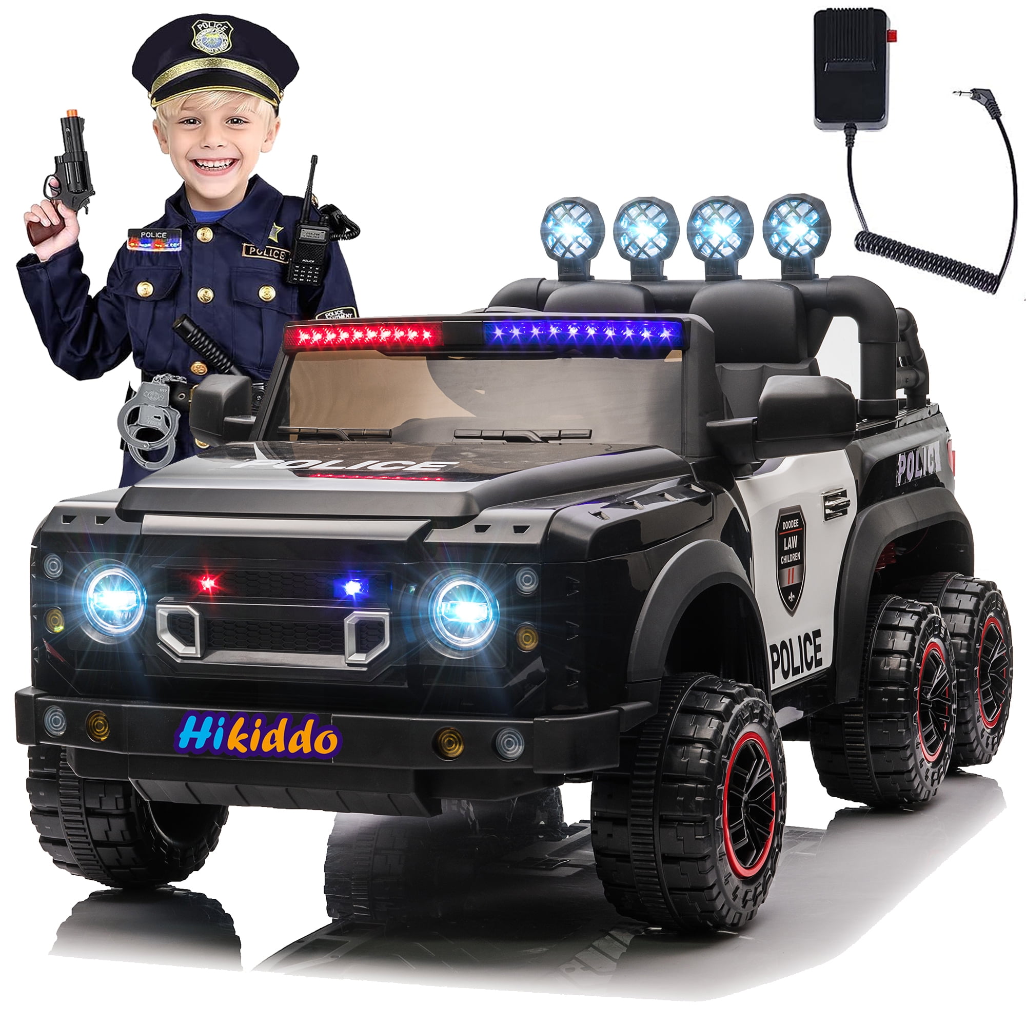 JOYLDIAS 6 Wheels 12V Kids Ride on Police Car Toy with Remote