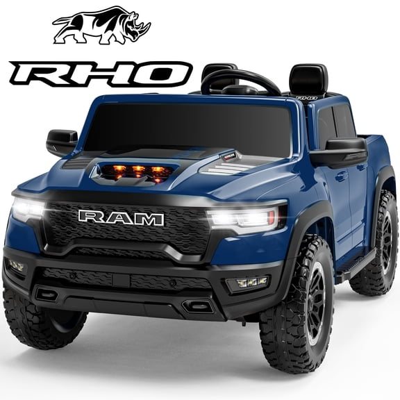 RAM 24V Kids Ride on Truck Cars, Ride on Toys with Remote Control, Electric Car for Kids 2 Seater, Powered Toddler Car with Bluetooth MP3 4 Wheels Suspension for Boys Girls, Blue