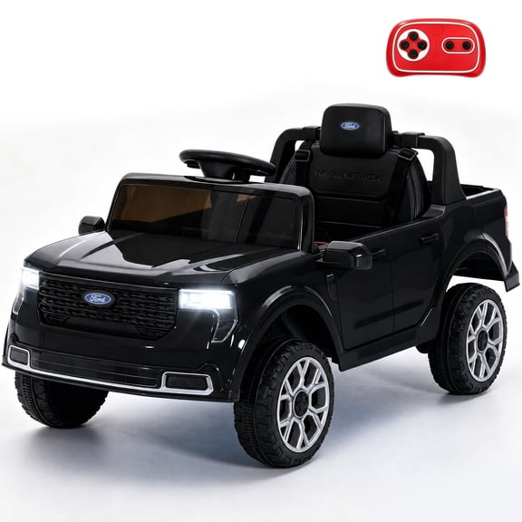 24V Electric Car for Kids Licensed Ford Maverick Ride on Car with Real Cargo, Remote Control, 3 Speeds, Wider Wheel, Ride on Toys for Ages 3-8, Black