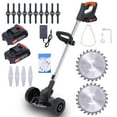 thumbnail image 1 of 24V Electric Cordless Yard Grass Trimmer Lawn Cutter Mower Weed Eater with Wheels & 2 Batteries, 1 of 10