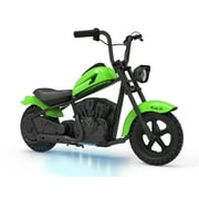 24V Electric Dirt Bike, 15 Mph & 150lb Max, w/Led Lights & Power Display, 300W Chain-Driven Motor, Two Speed, Handbrake, Leather Seat