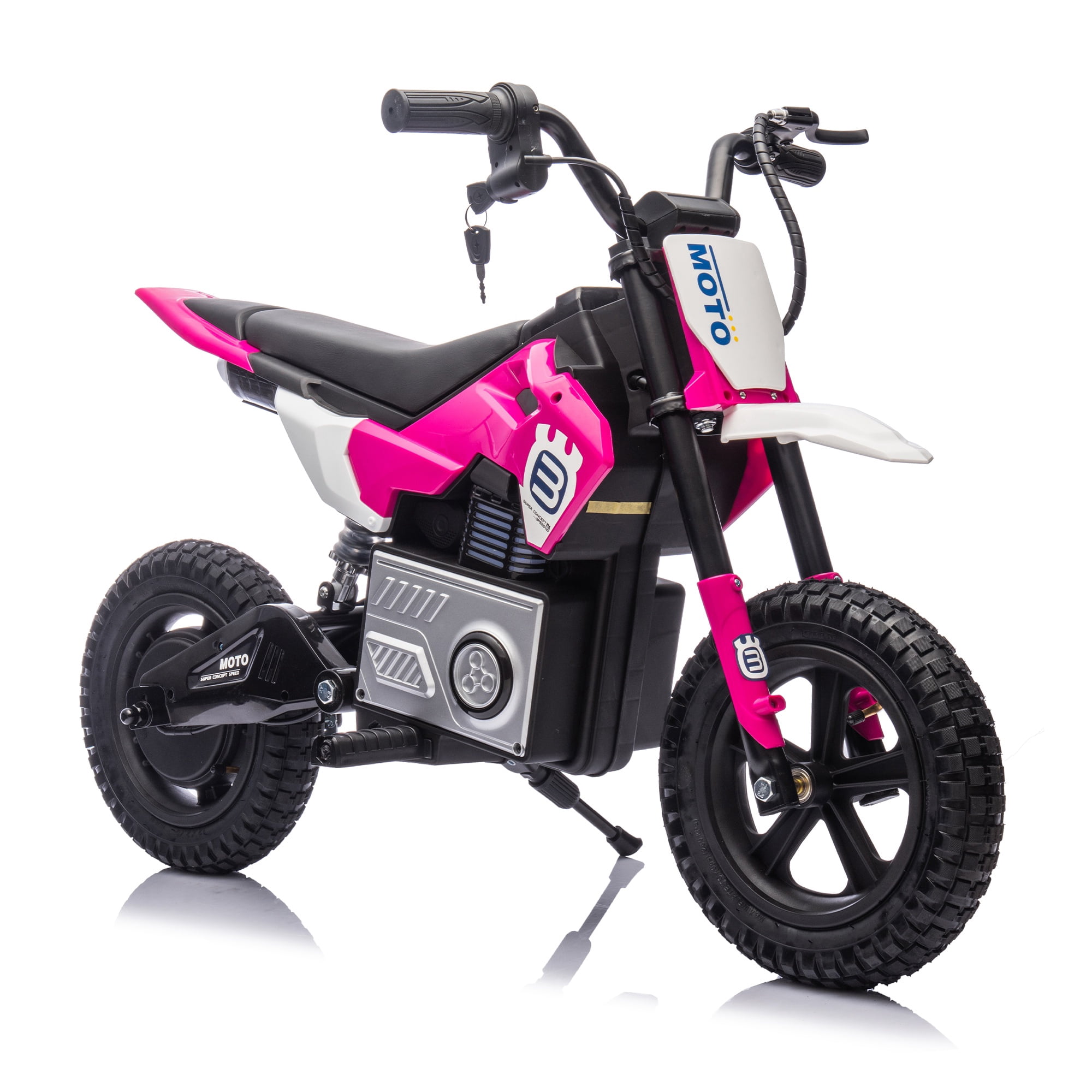 24V Electric Dirt Bike, 200W Powered Electric Ride on Toy with Key Switch, Throttle, Brakes, Bluetooth, Music, Horn, Electric Motorcycle Speed Up to 9.38 MPH, Off Road Motocross for Boys Girls 5-15