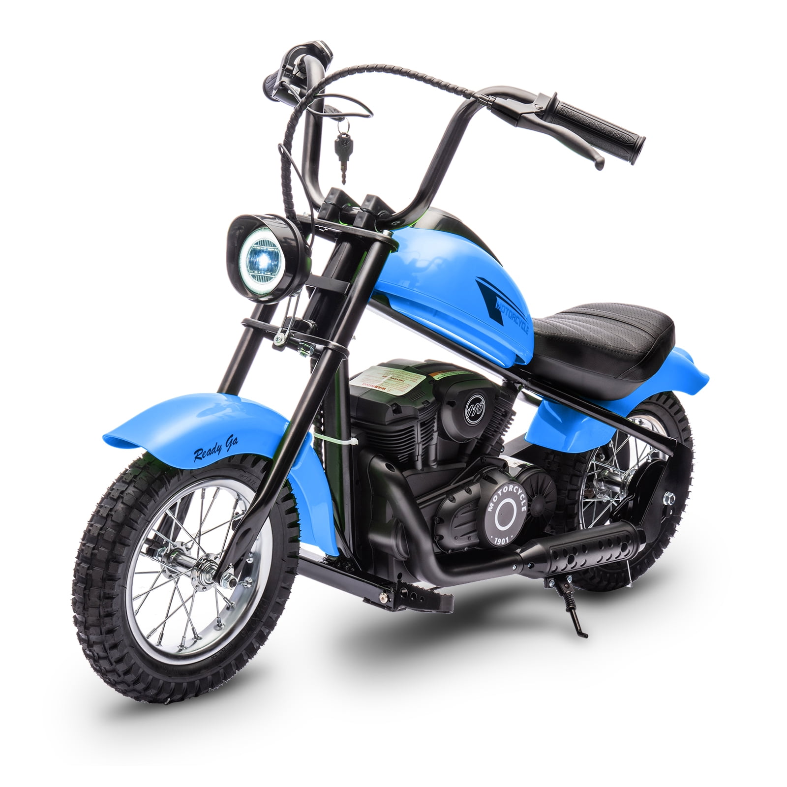 24V Electric Dirt Bike for Kids, 2 Speed Max Up to 14 Mph & 60 Minutes Continuous Electric Motorcycle  with Led Lights, Leather Seat, Handbrake for Big Kids Teen, Ideal Christmas Gifts