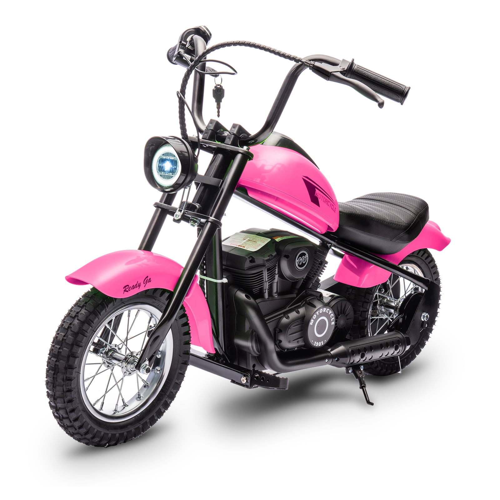 24V Electric Dirt Bike for Kids, 2 Speed Max Up to 14 Mph & 60 Minutes Continuous Electric Motorcycle with Led Lights, Leather Seat, Handbrake for Big Kids Teen, Ideal Christmas Gifts