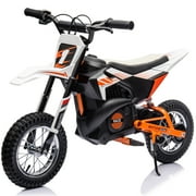24V Powered Electric Dirt Bike for Kids, Kids Electric Motorcycle with 250W Motor, Ride on Dirt Motorcycle Toy with Rear Wheel Suspension, Kids Electric Bike for Boys Girls, White