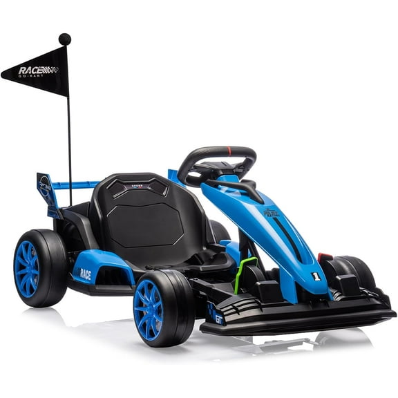 24V Electric Drift Kart, High-Speed Racing Car with Adjustable Seat, EVA Silent Wheels, 8.5MPH Max Speed, Remote Safety Control, Certified Electric Ride-On Vehicle, Blue